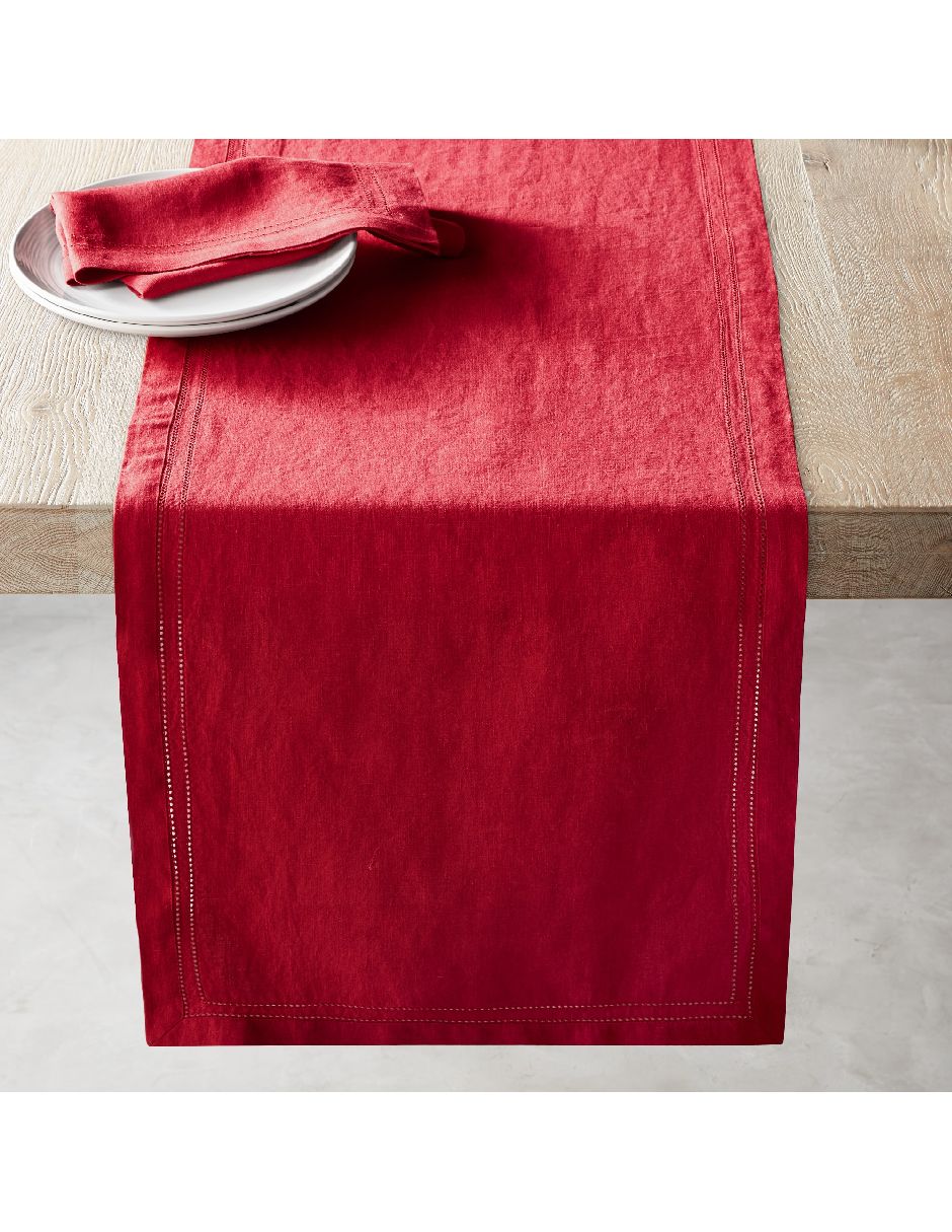 Camino de mesa de lino Linen Double Hemstitch