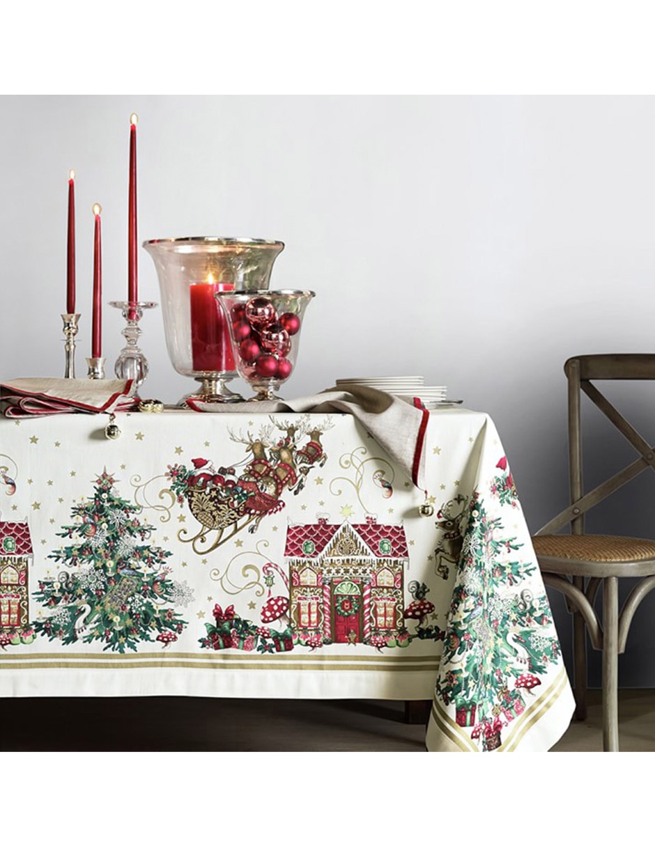 Mantel rectangular de algodón Twas The Night Before Christmas Navidad 2