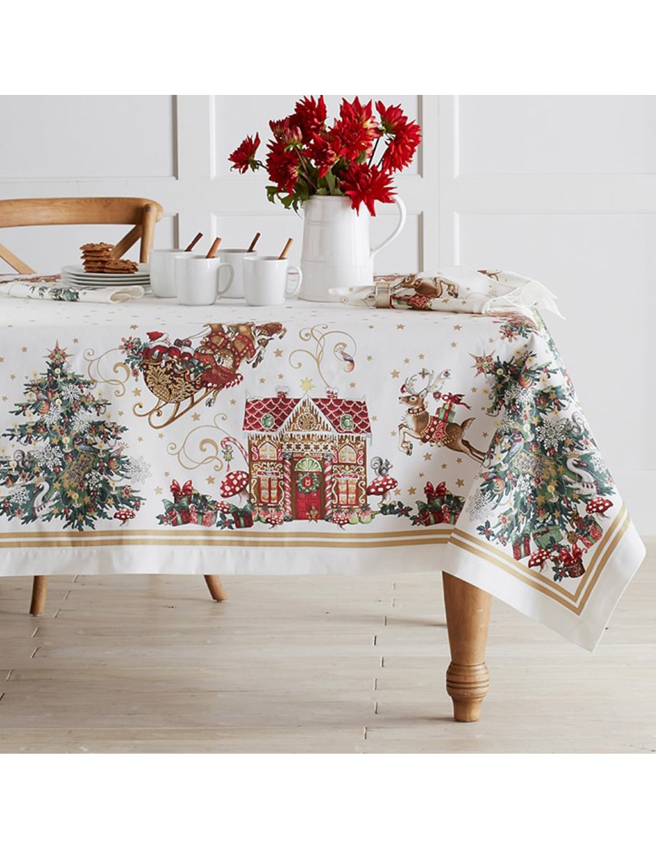 Mantel rectangular de algodón Twas The Night Before Christmas Navidad 3