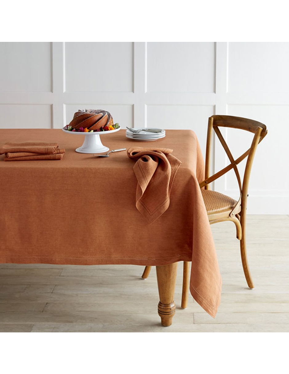 Mantel rectangular de lino Hemstitch 2