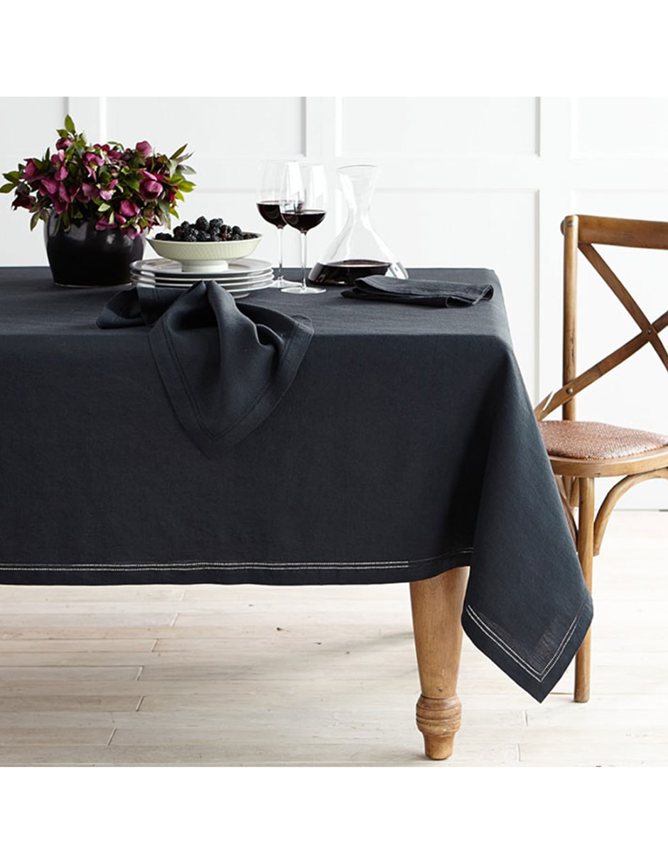 Mantel rectangular de lino Hemstitch 3