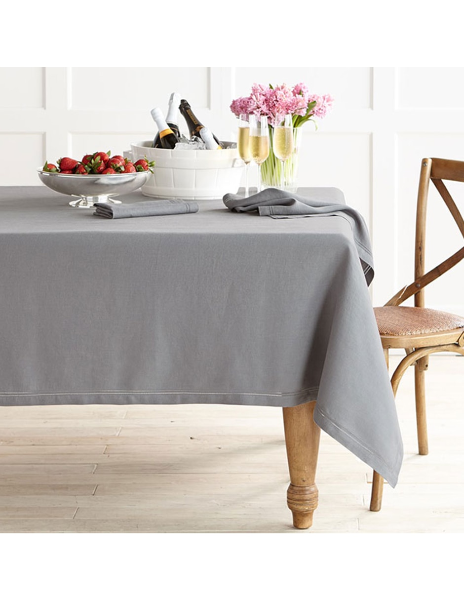Mantel rectangular de lino Hemstitch 4
