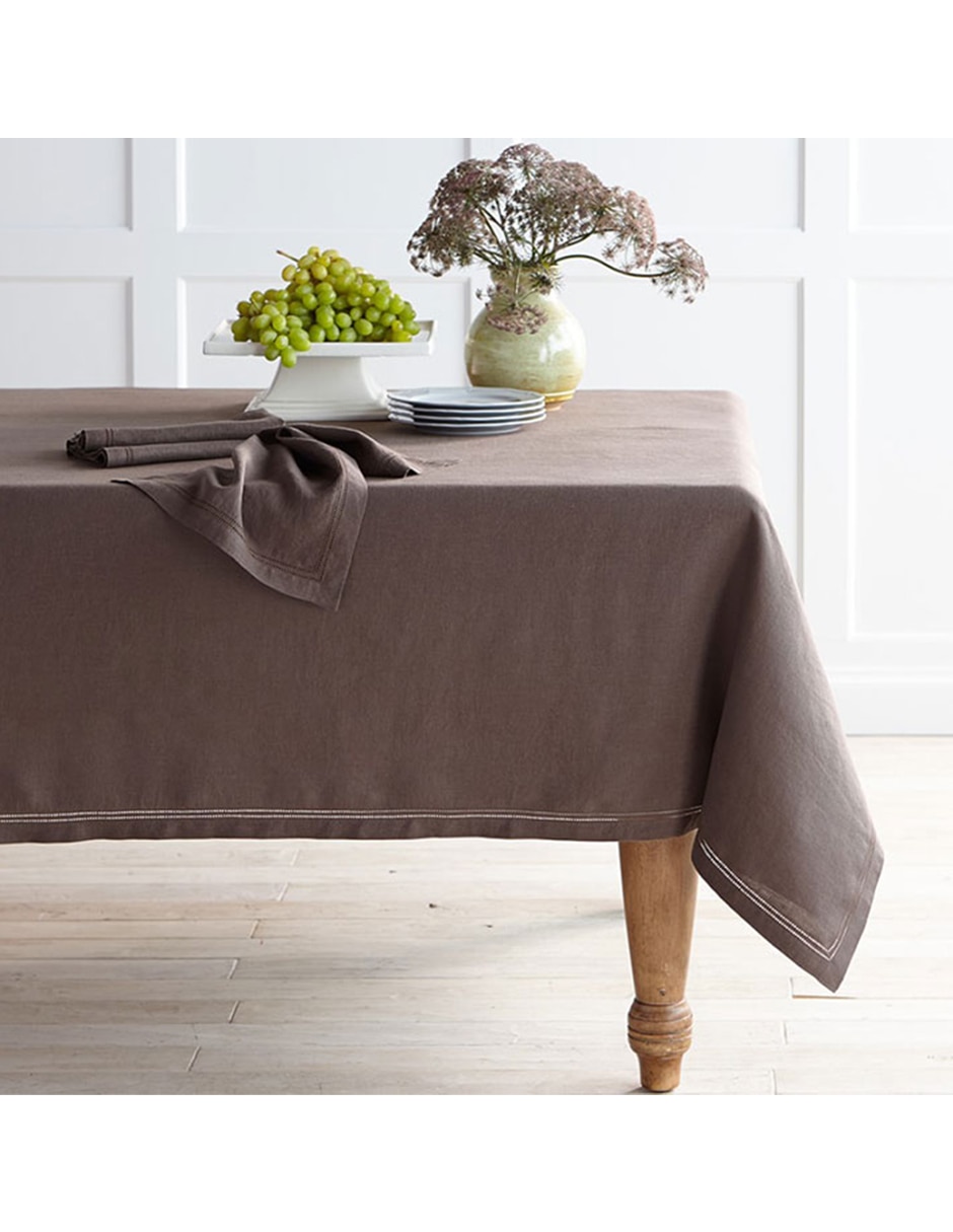 Mantel rectangular de lino Hemstitch 8