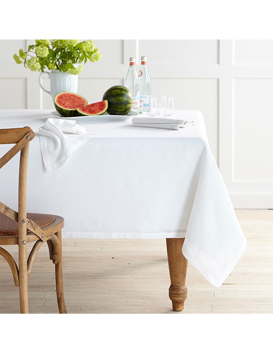 Mantel rectangular de lino Hemstitch 9