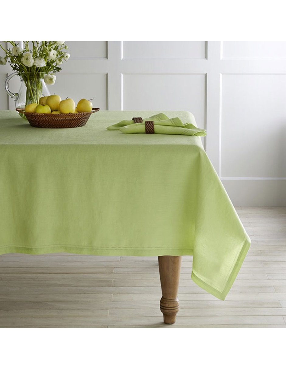Mantel rectangular de lino Hemstitch 10
