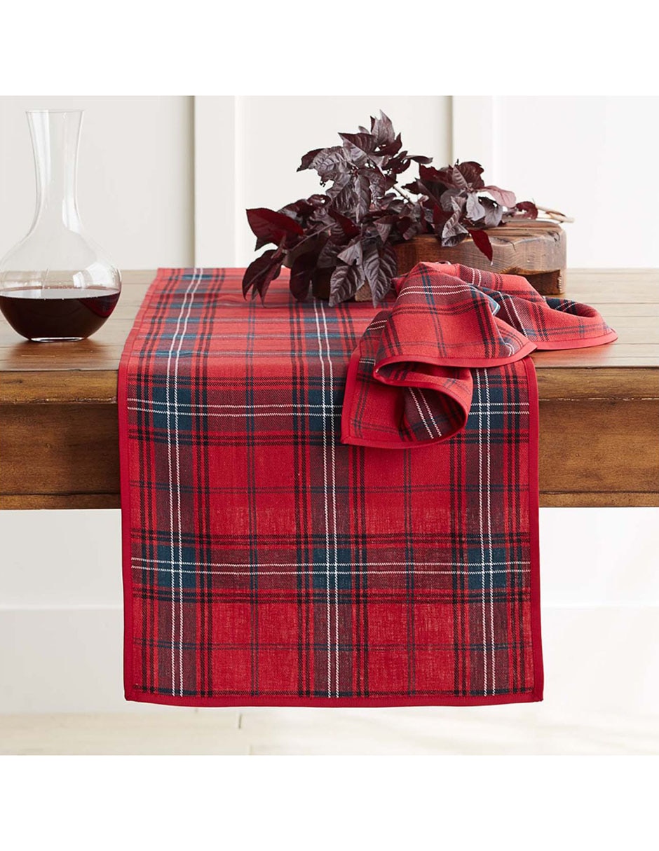 Camino de mesa de algodón Tartan