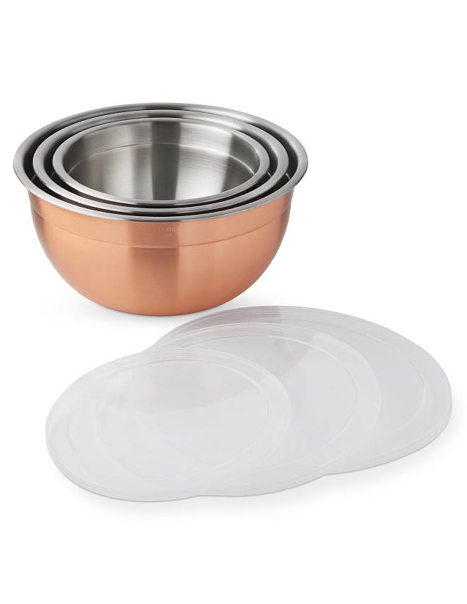 Set bowl Copper W/Lid 3 piezas de acero inoxidable 1