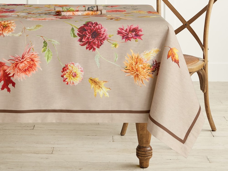 Mantel rectangular de algodón Harvest Bloom