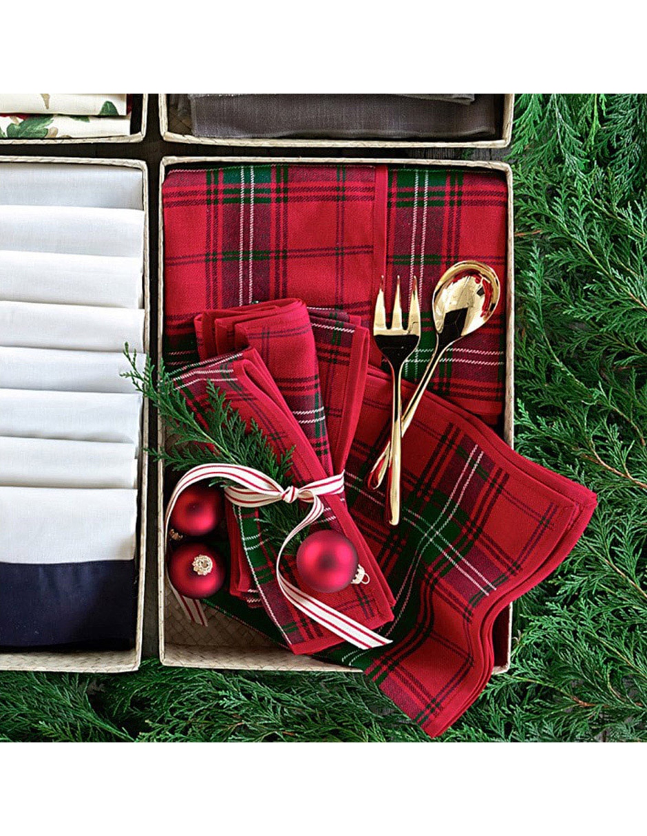 Set servilleta Tartan Plaid de algodón 4 piezas 3