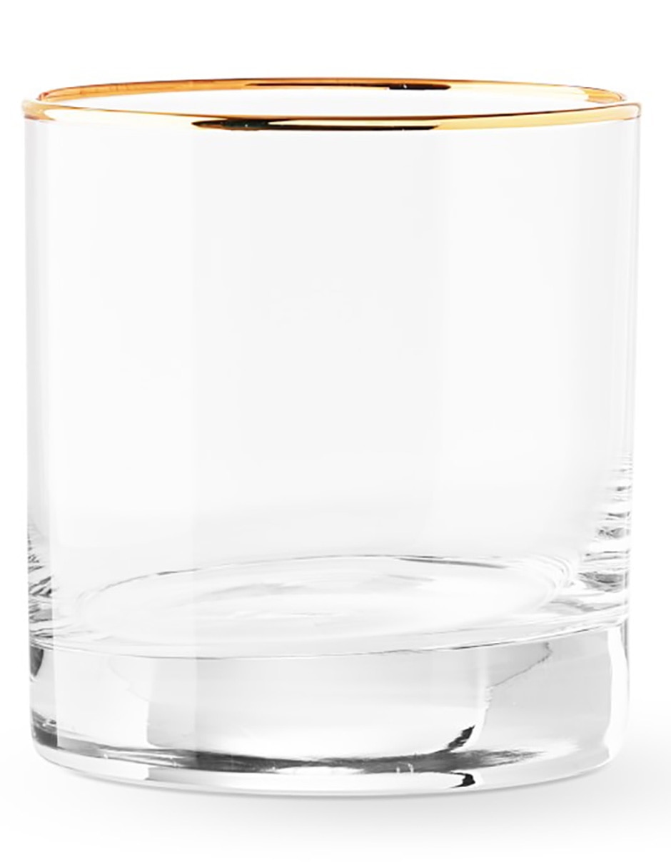 Set de vasos doble old fashion Gold Rim de cristal con 4 piezas