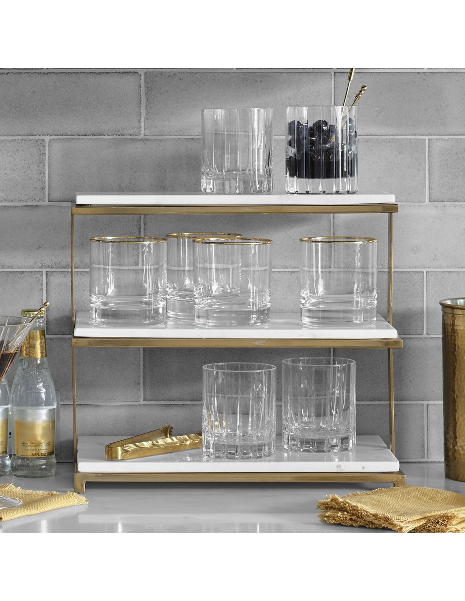 Set de vasos doble old fashion Gold Rim de cristal con 4 piezas 2