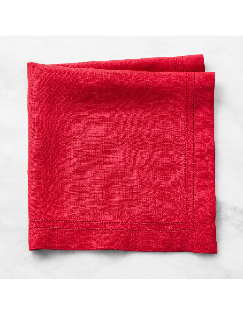 Set servilleta Linen Double Hemstitch de lino 4 piezas
