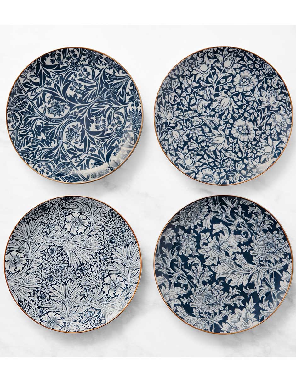 Set platos ensalada William Morris de porcelana 4 piezas