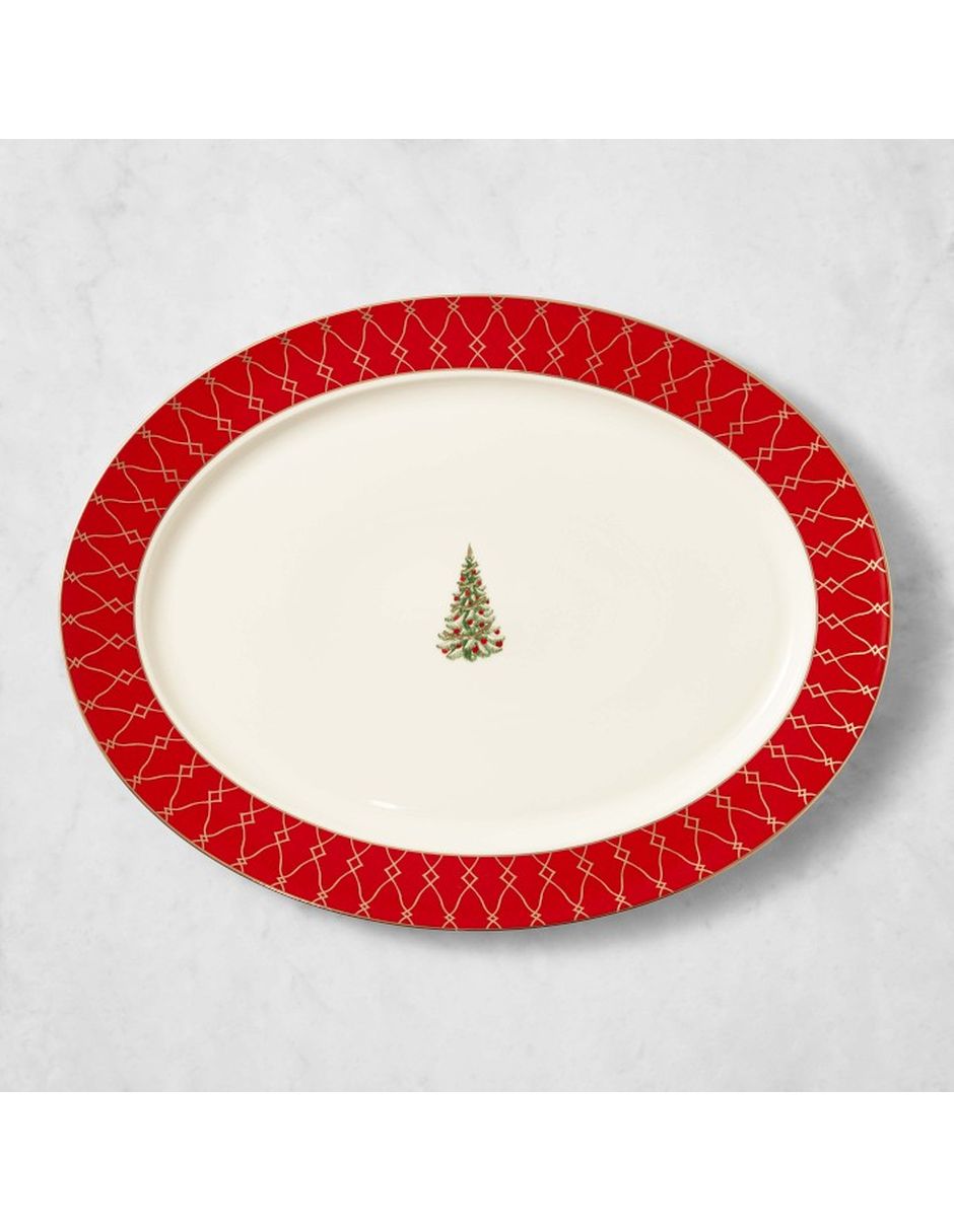 Platón Noel Rimmed de porcelana