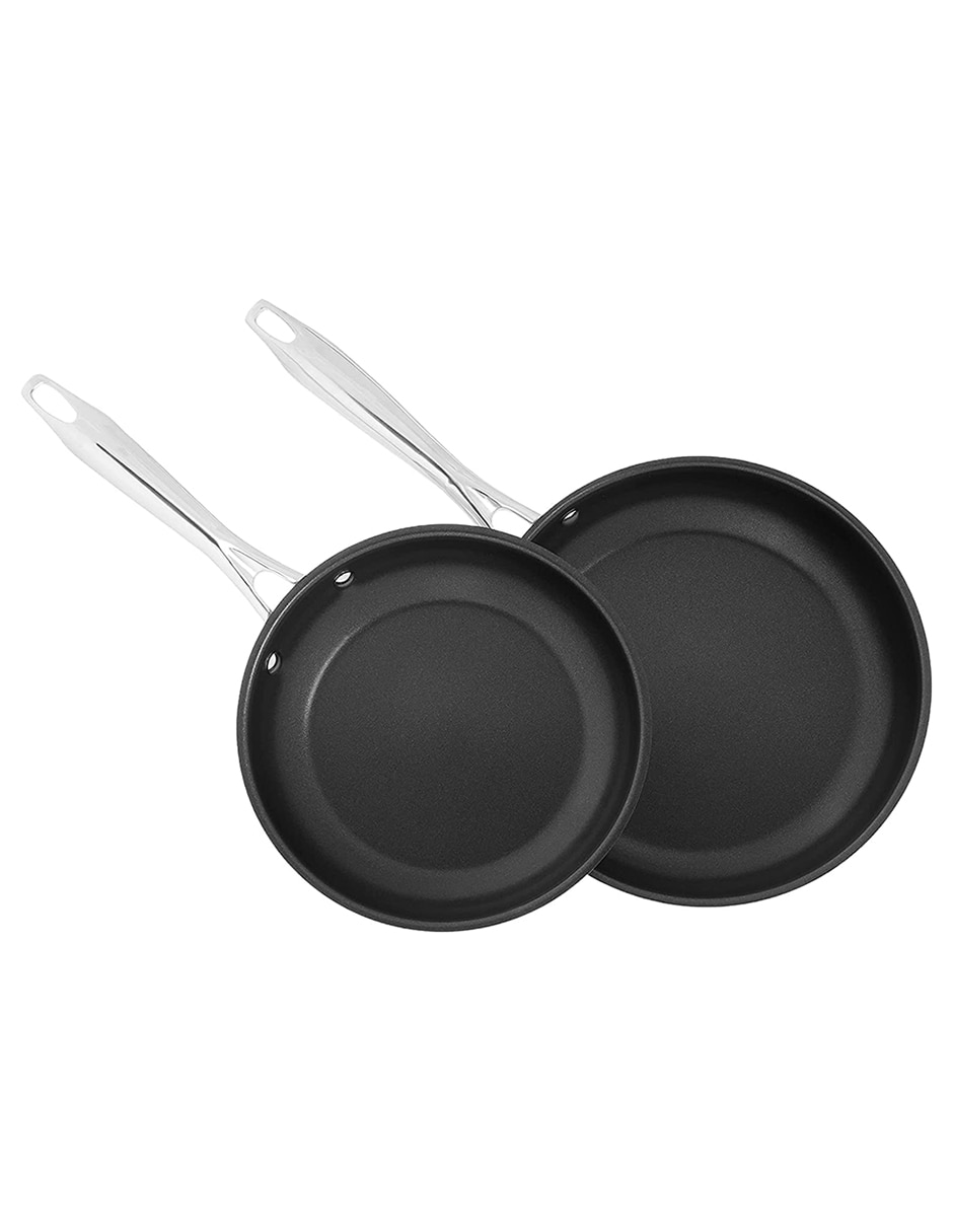 Set de sartenes con tapa de acero inoxidable 2 piezas Set de sartenes con tapa de acero inoxidable 2 piezas