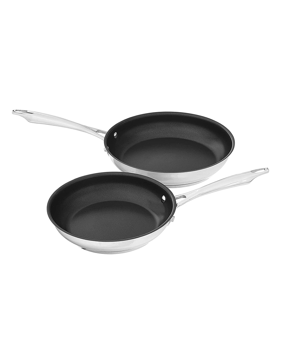 Set de sartenes con tapa de acero inoxidable 2 piezas 2
