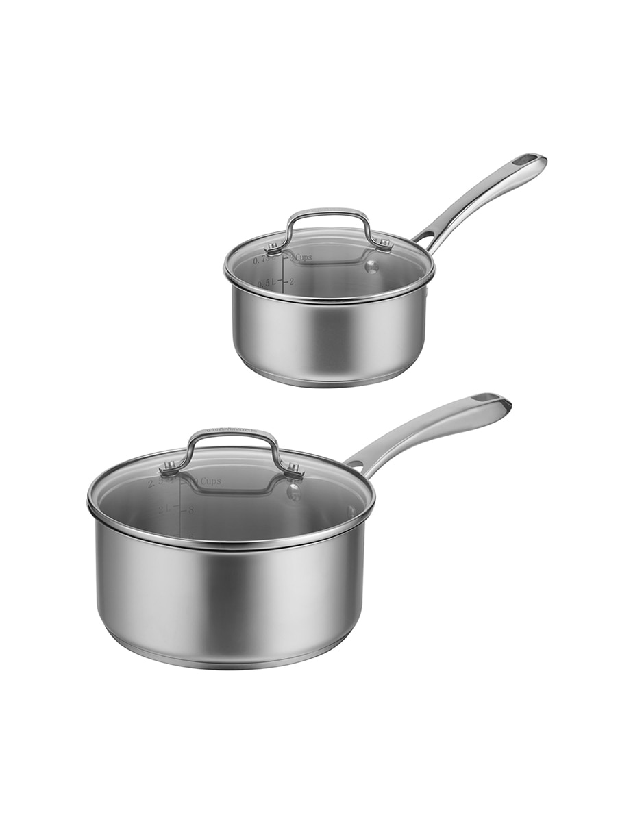 Set de sartenes con tapa de acero inoxidable 2 piezas