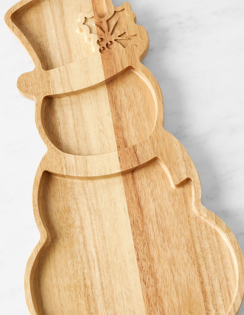 Bandeja decorativa Snowman de madera 2