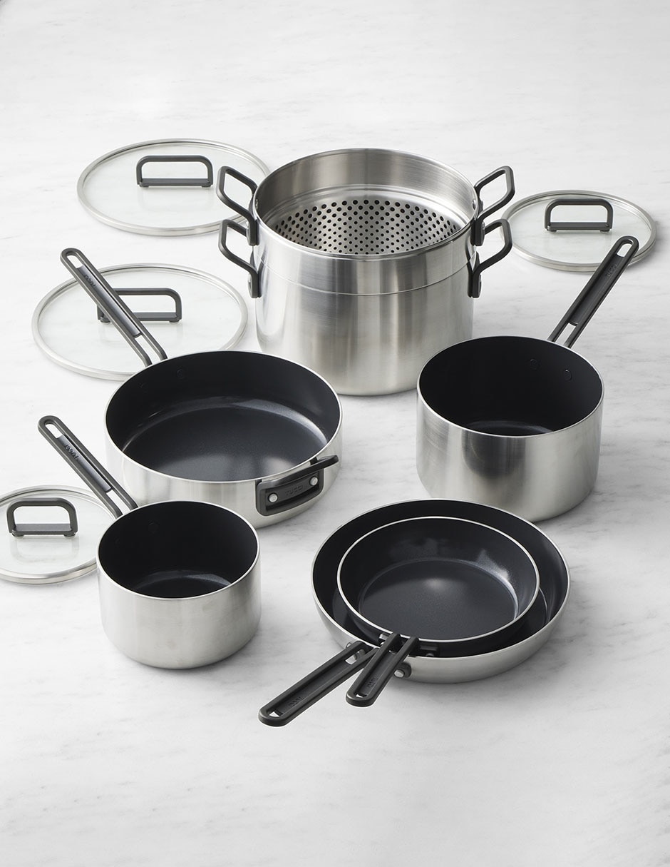 Batería de cocina Stanley Tucci de acero inoxidable antiadherente cerámica 11 piezas 4