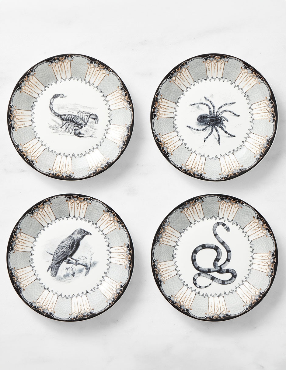 Set platos botana Spooky de gres 4 piezas