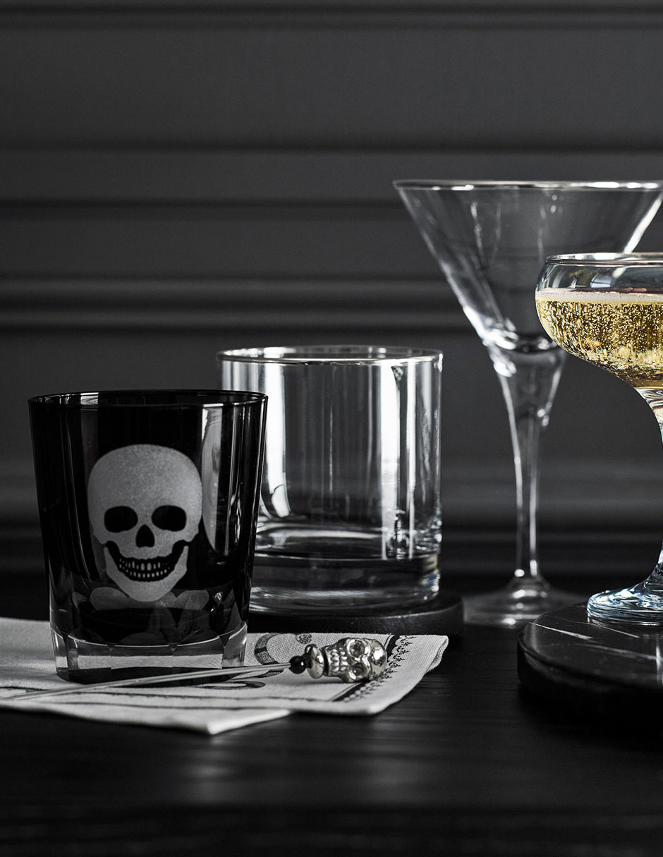 Set vaso Doble Pack Skull de cristal con 4 piezas