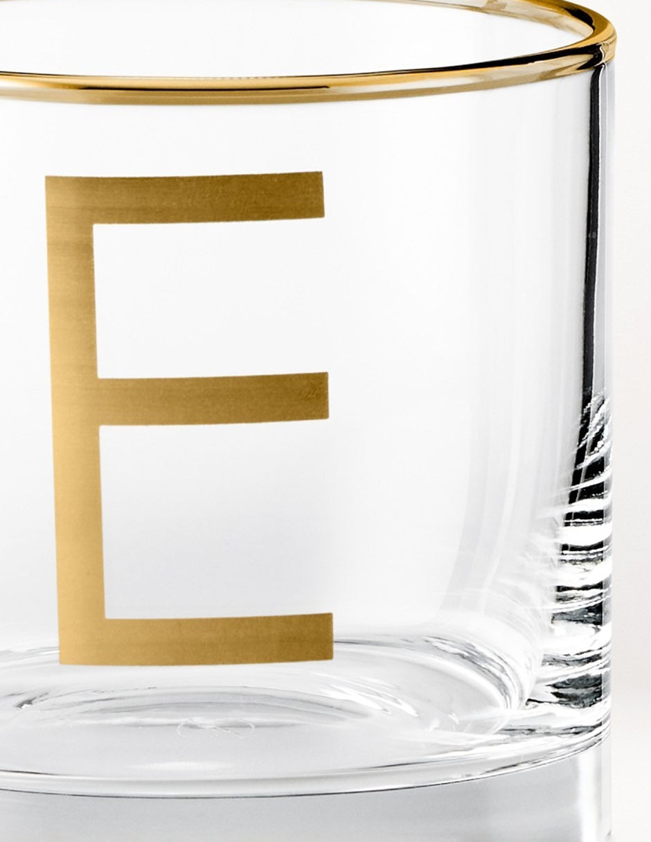 Vaso cocktail Monogram E de vidrio 3