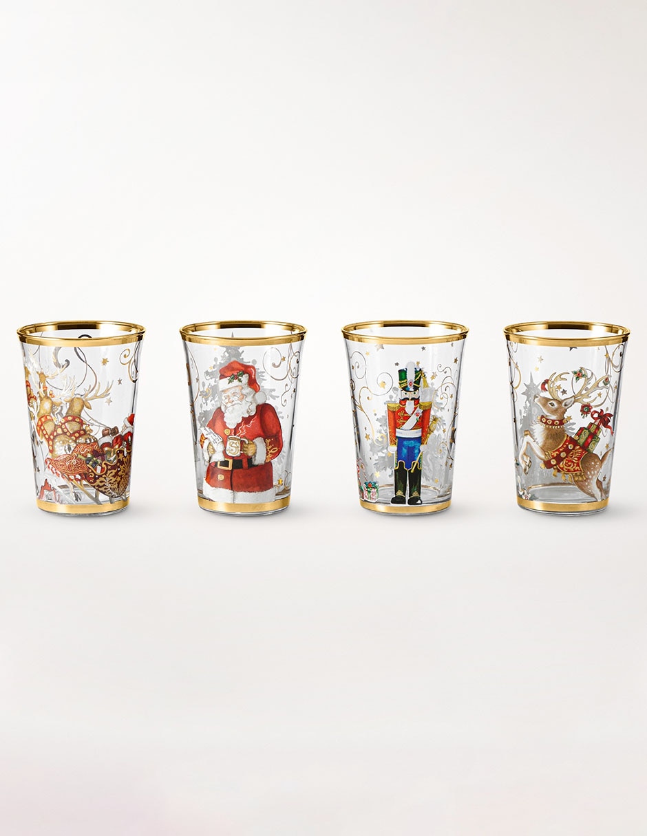 Set de vasos navideños para agua Twas the Night de vidrio con 4 piezas Set de vasos navideños para agua Twas the Night de vidrio con 4 piezas