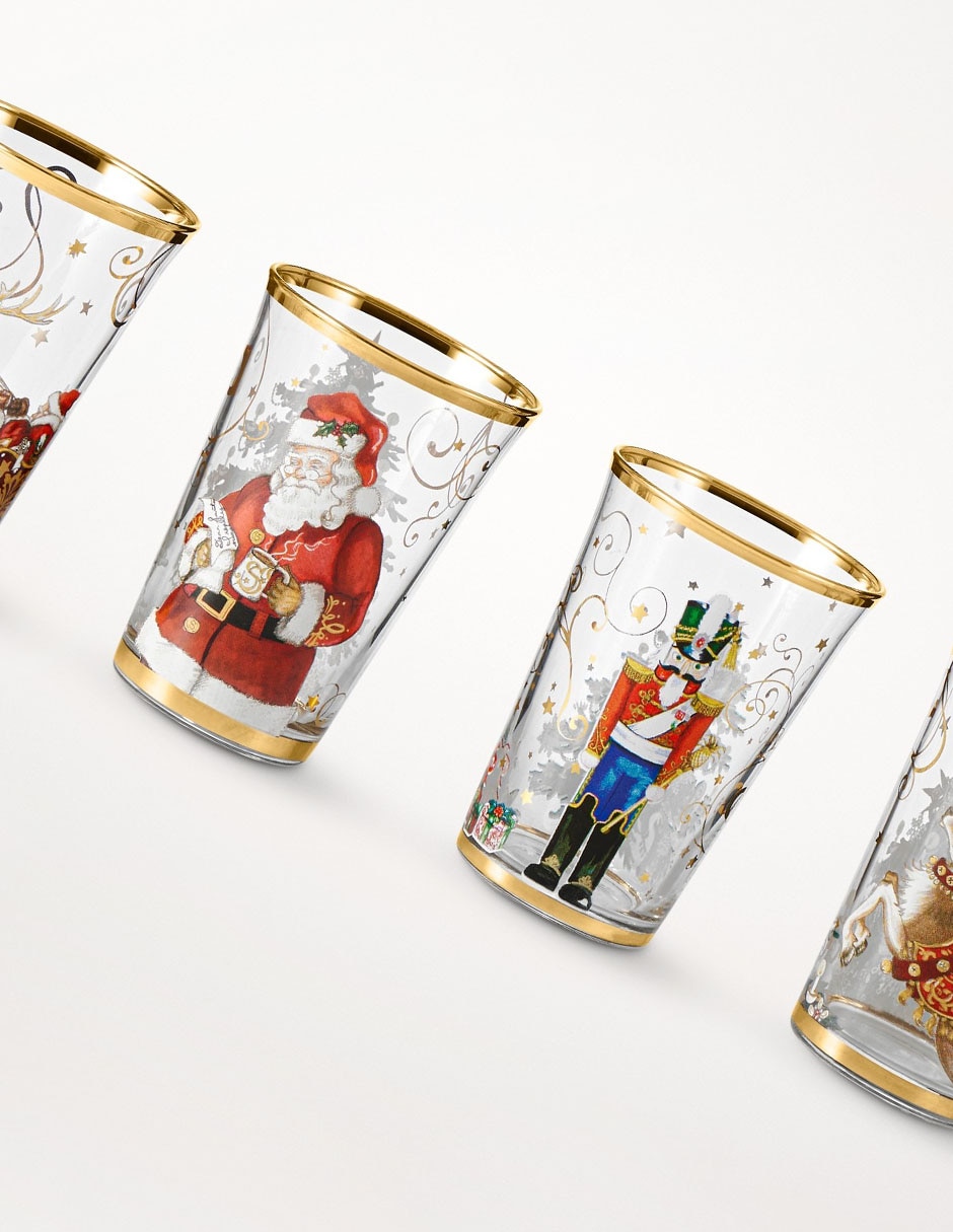 Set de vasos navideños para agua Twas the Night de vidrio con 4 piezas 3