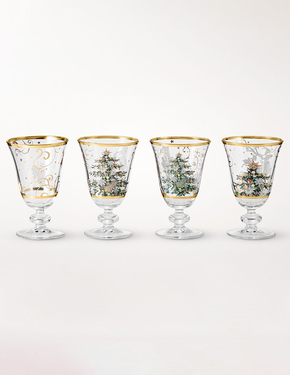 Set de copas navideñas para agua twas the night de vidrio con 4 piezas 2