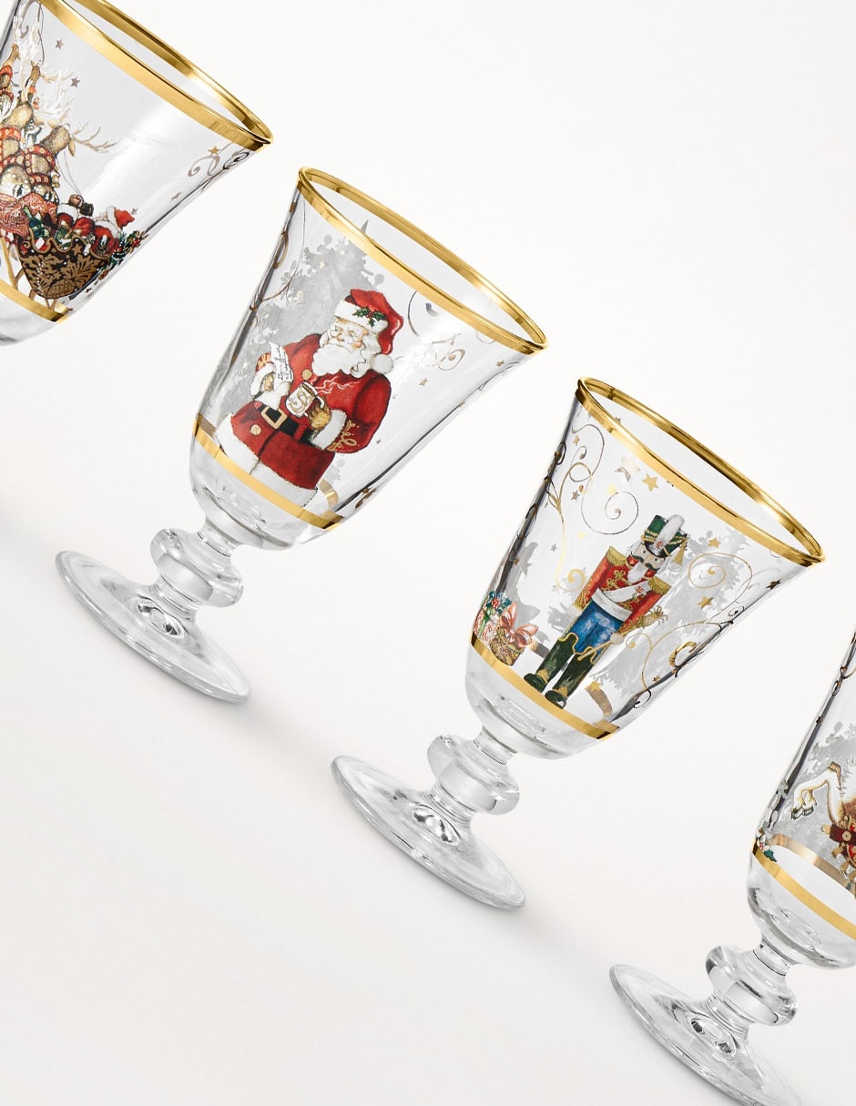 Set de copas navideñas para agua twas the night de vidrio con 4 piezas 3