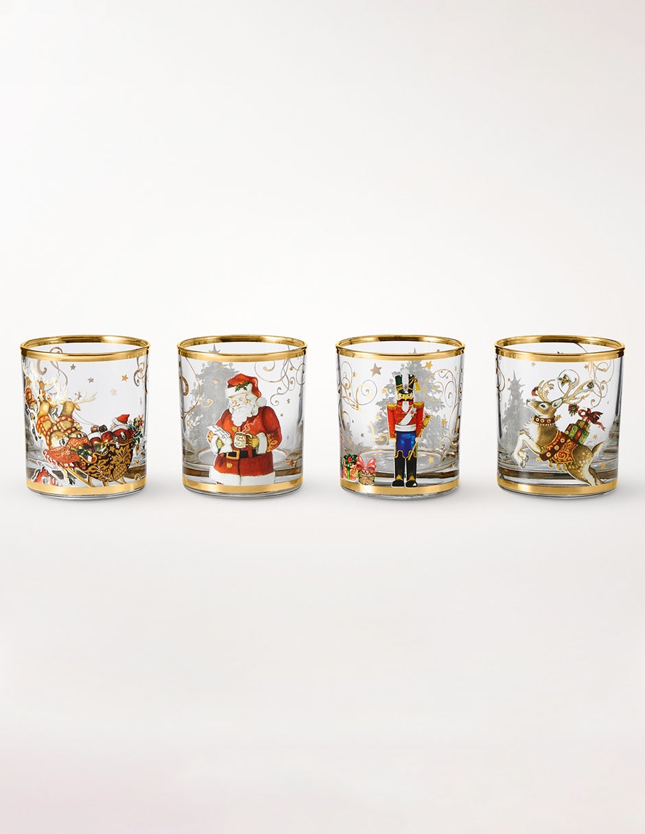 Set vasos navideños para agua Twas Nutcracker de vidrio con 4 piezas
