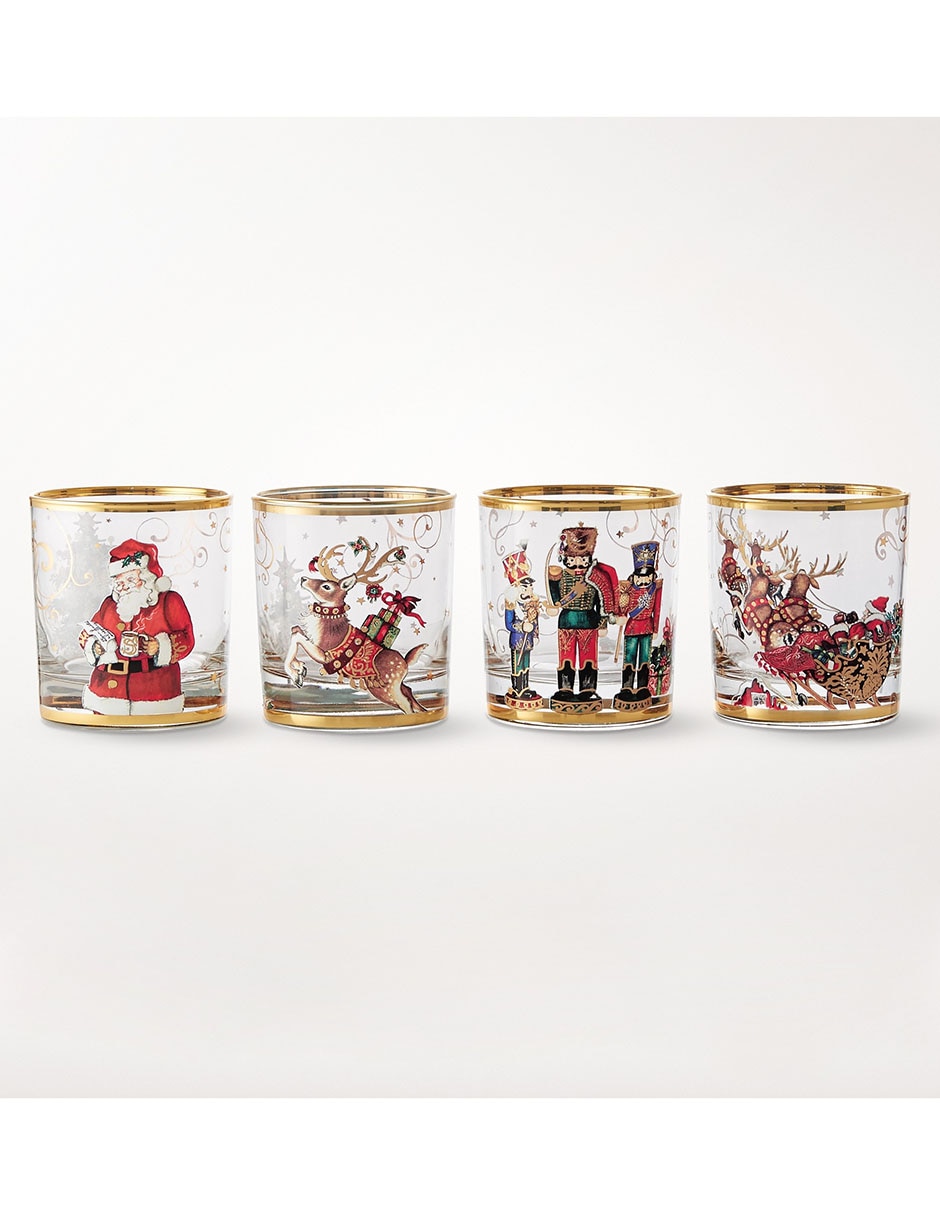 Set vasos navideños para agua Twas Nutcracker de vidrio con 4 piezas 2