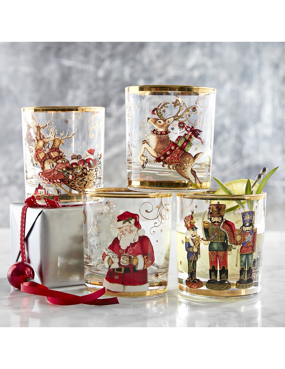 Set vasos navideños para agua Twas Nutcracker de vidrio con 4 piezas 3