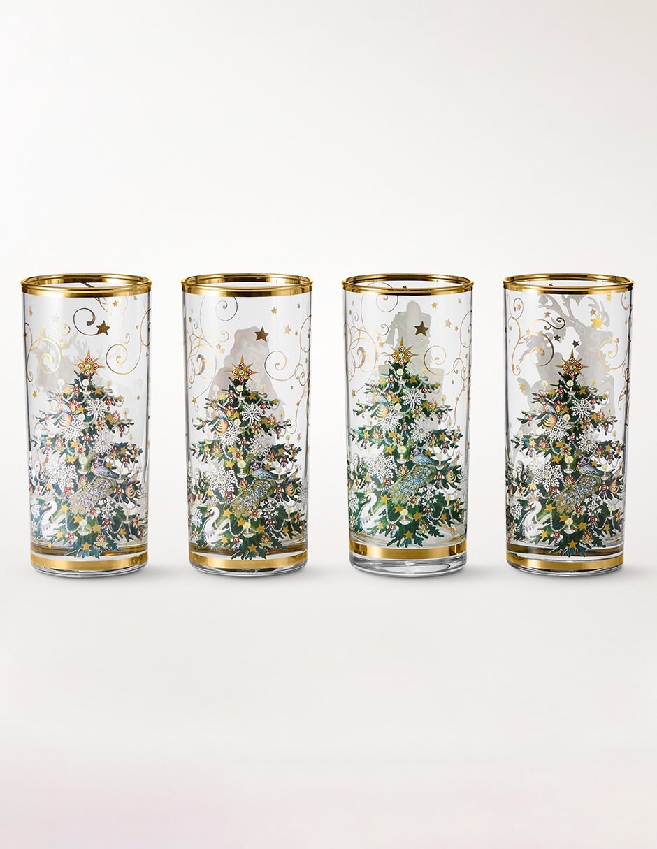 Set vaso navideño para agua Twas The Night de vidrio con 4 piezas 2