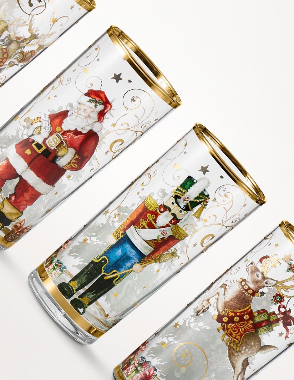 Set vaso navideño para agua Twas The Night de vidrio con 4 piezas 3