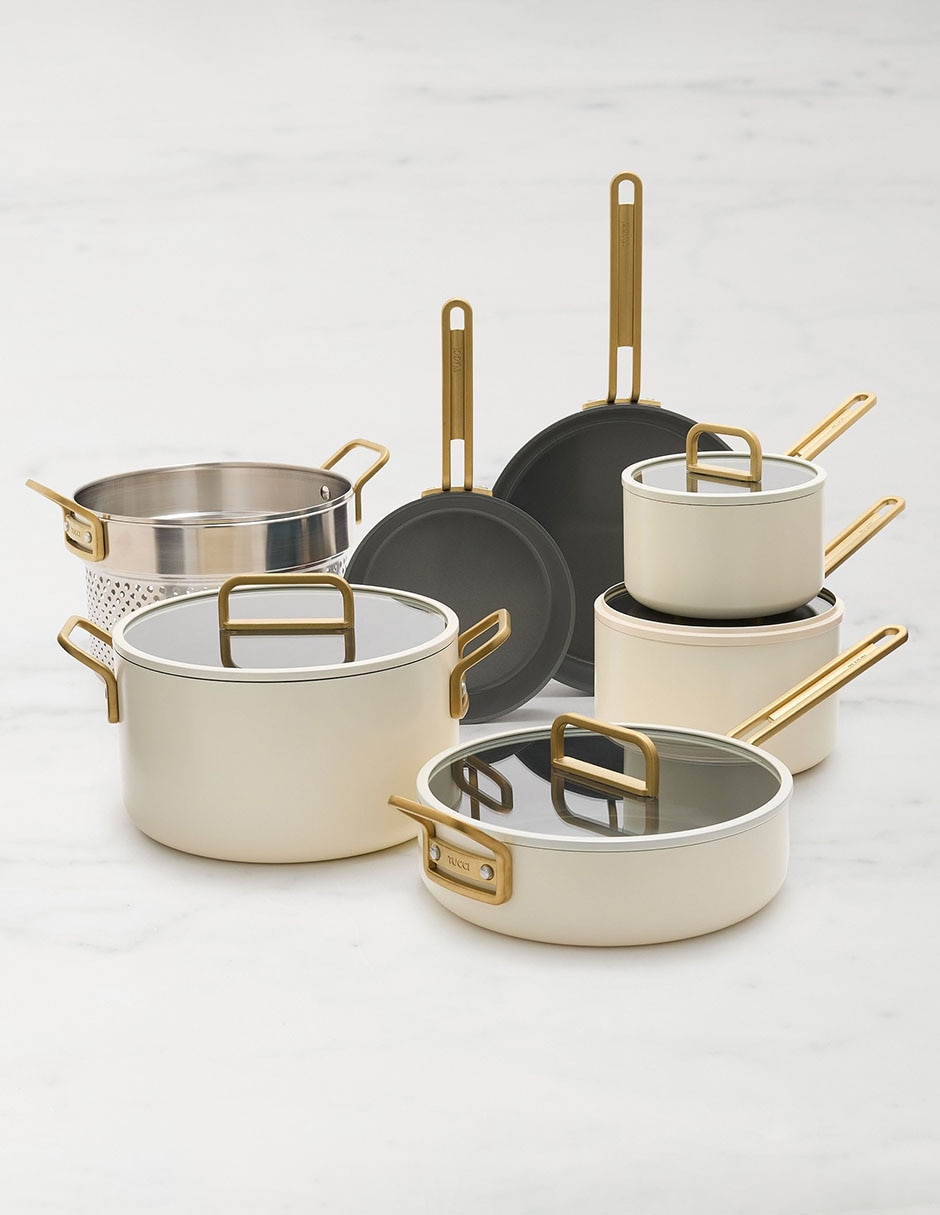 Batería de cocina Stanley Tucci de acero inoxidable antiadherente cerámica 11 piezas