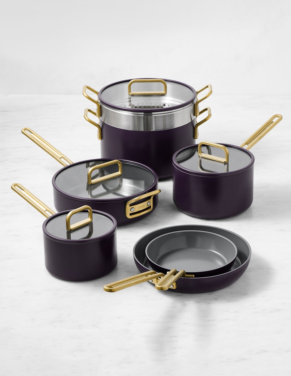 Batería de cocina Stanley Tucci de acero inoxidable antiadherente cerámica 11 piezas