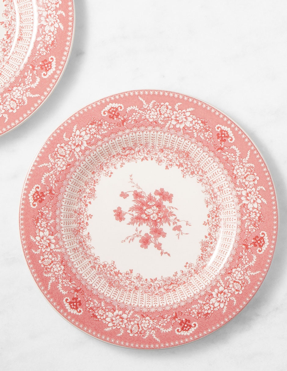 Set platos ensalada english floral de cerámica 4 piezas