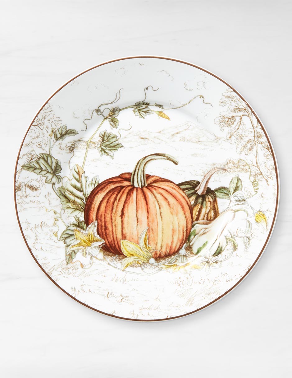 Set platos botana Plymouth Pumpkin de porcelana 4 piezas
