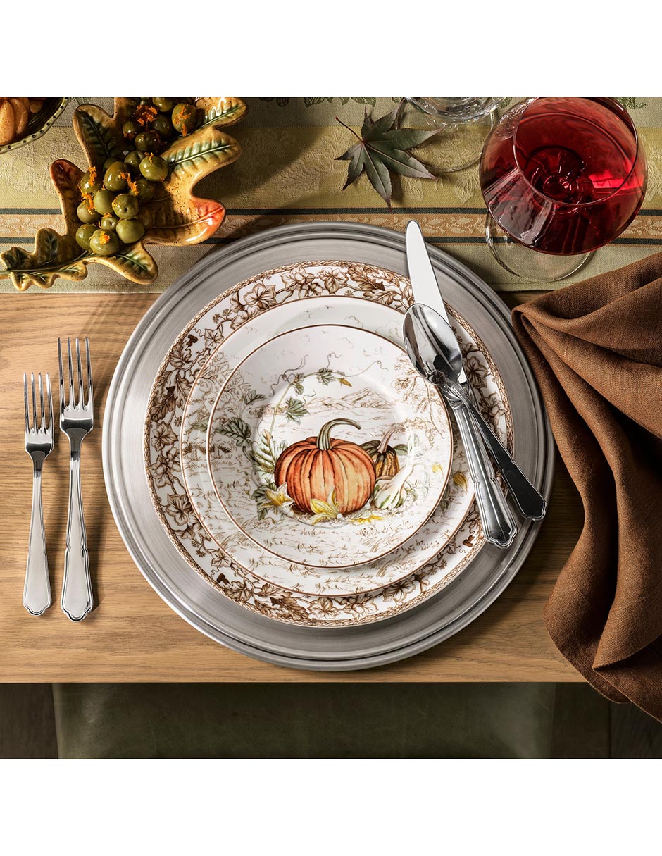 Set platos botana Plymouth Pumpkin de porcelana 4 piezas