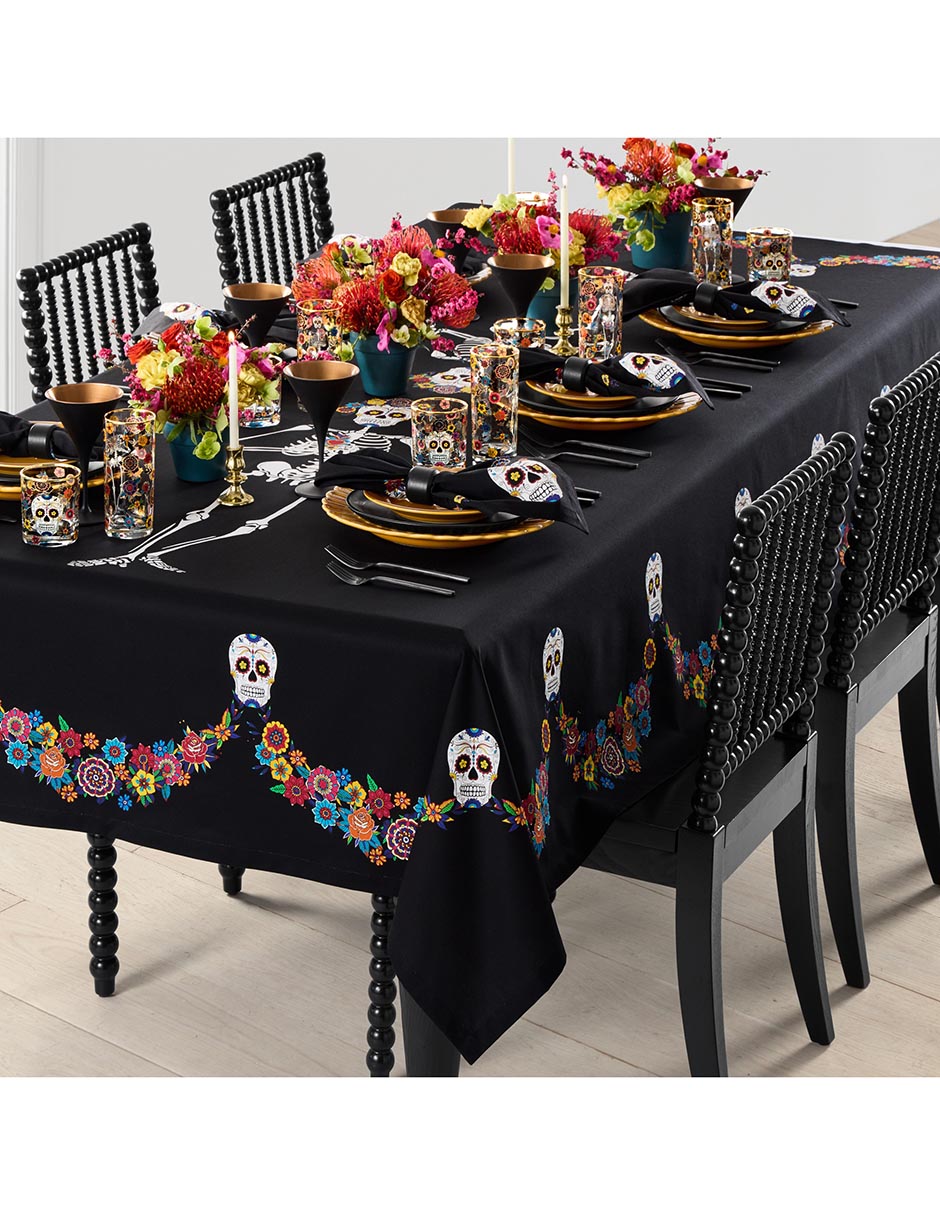 Mantel rectangular de algodón Día de Muertos