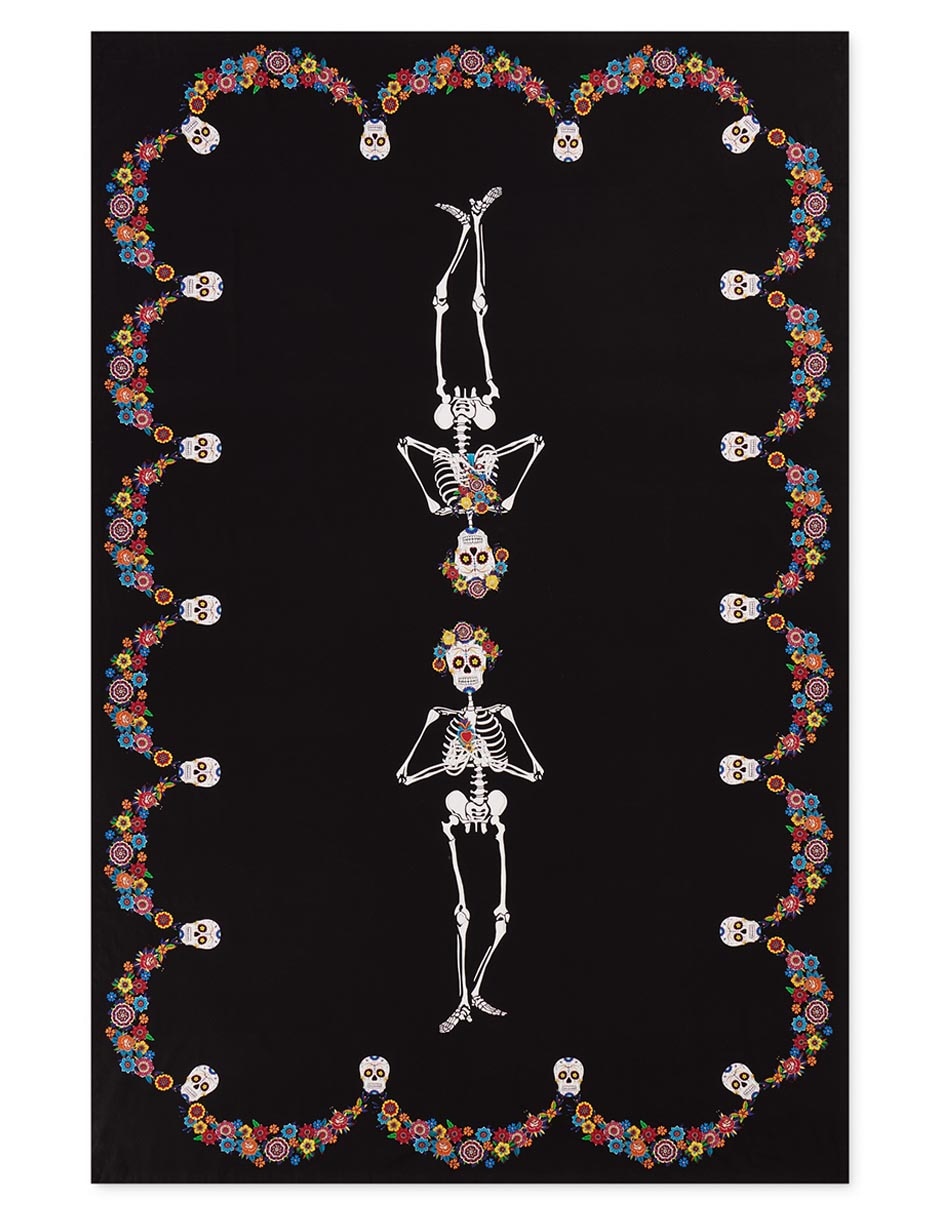 Mantel rectangular de algodón Día de Muertos