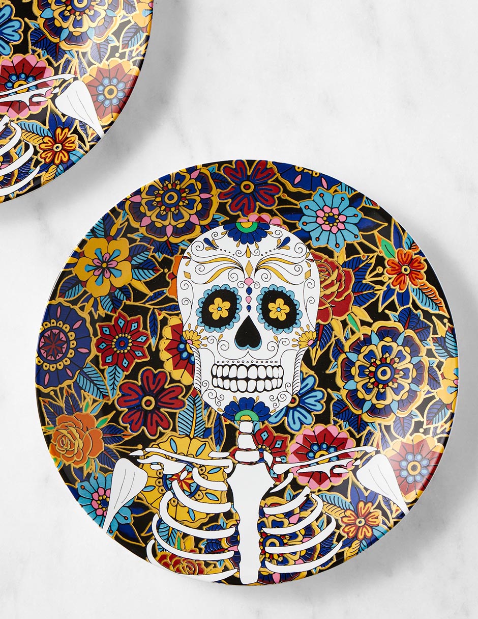 Set platos ensalada Día de Muertos de porcelana 4 piezas 1