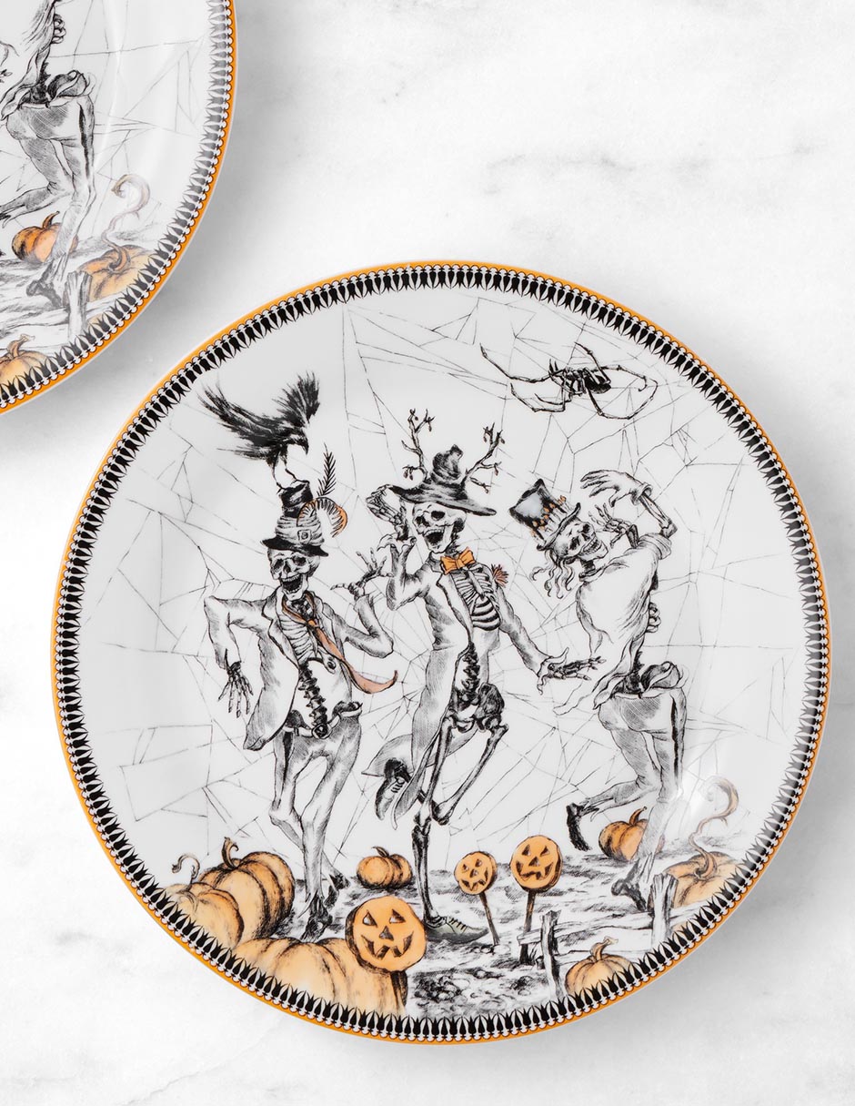 Set platos ensalada Haunted Hosts de porcelana 4 piezas 1