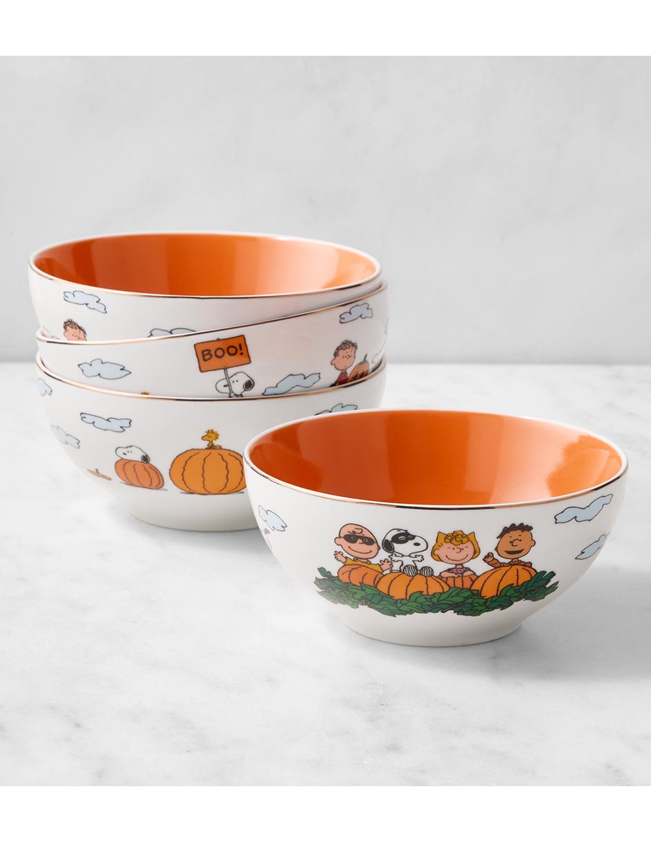 Set bowl PeanutsThe Great Pumpkin 4 piezas de porcelana