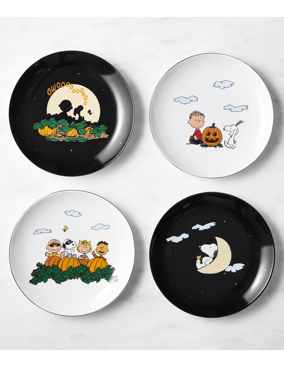 Set platos botana halloween de porcelana 4 piezas Set platos botana halloween de porcelana 4 piezas