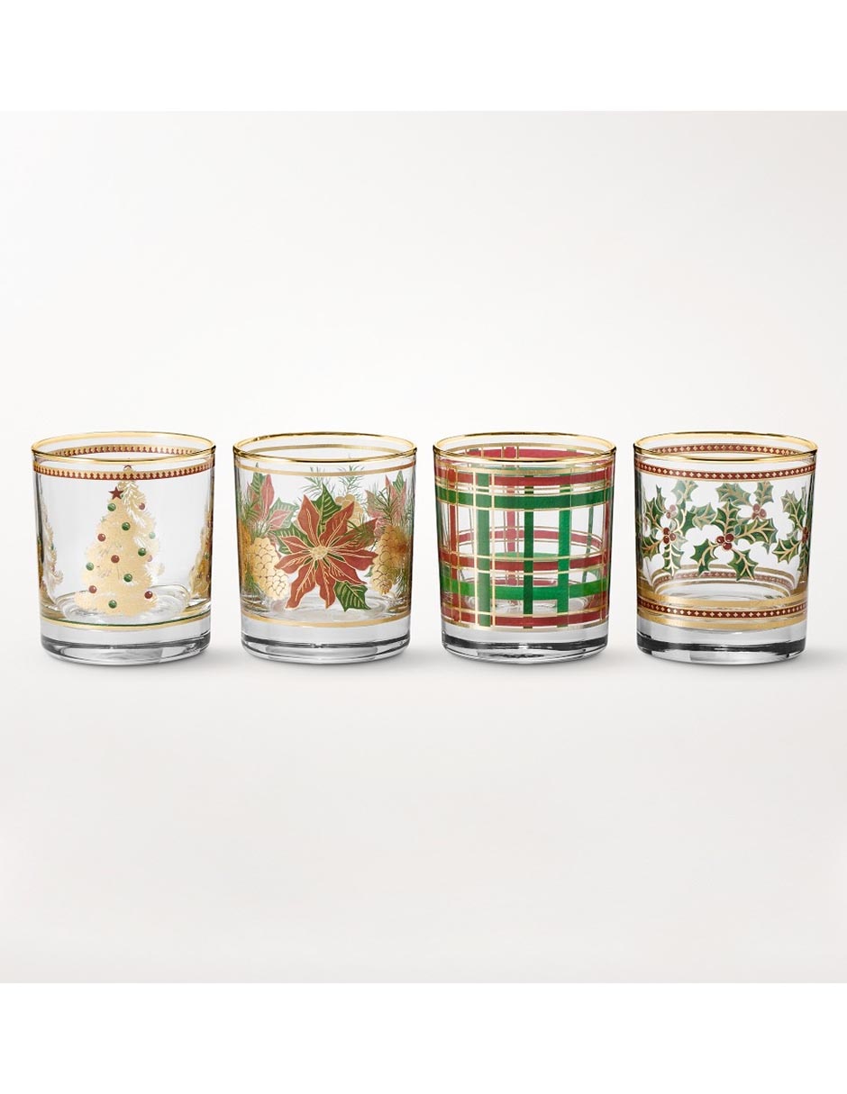 Set de vasos old fashion Vintage Holiday de vidrio con 4 piezas