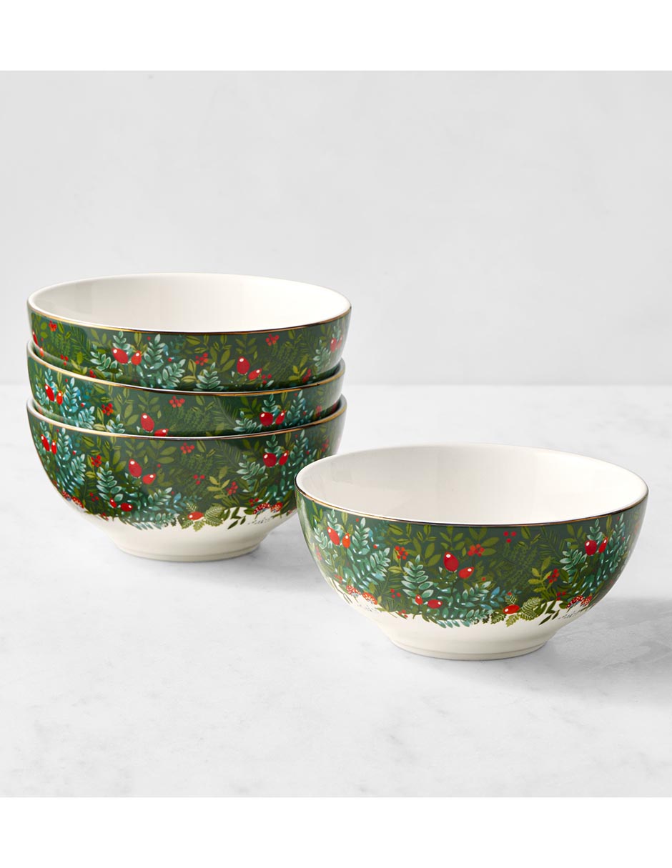 Set bowl Navideño Christmas Forest 4 piezas de porcelana