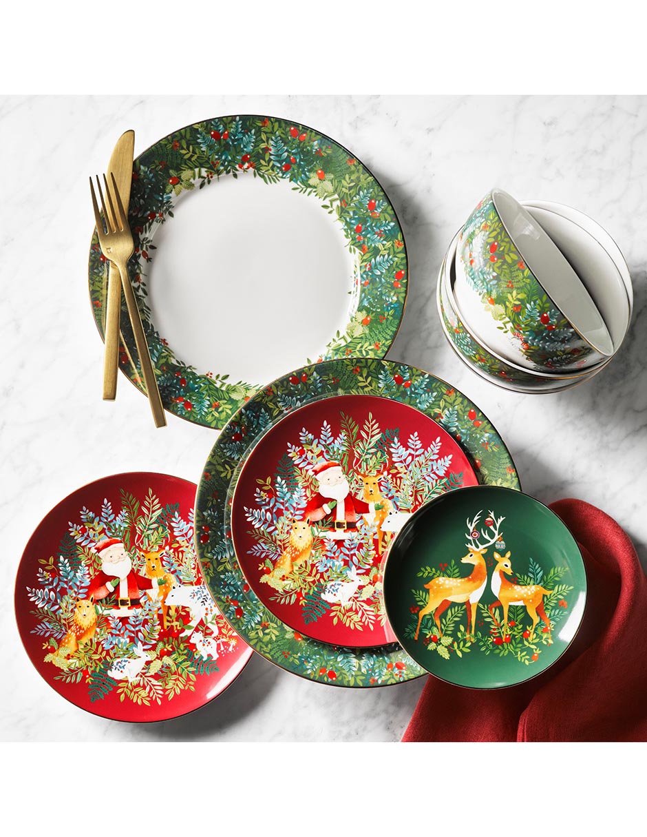 Set bowl Navideño Christmas Forest 4 piezas de porcelana 2