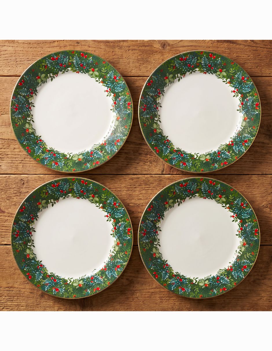 Set platos trinche Christmas Forest de porcelana 4 piezas
